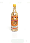Bottle filled with peanuts labeled 'ELEX Peanuts' on a white background